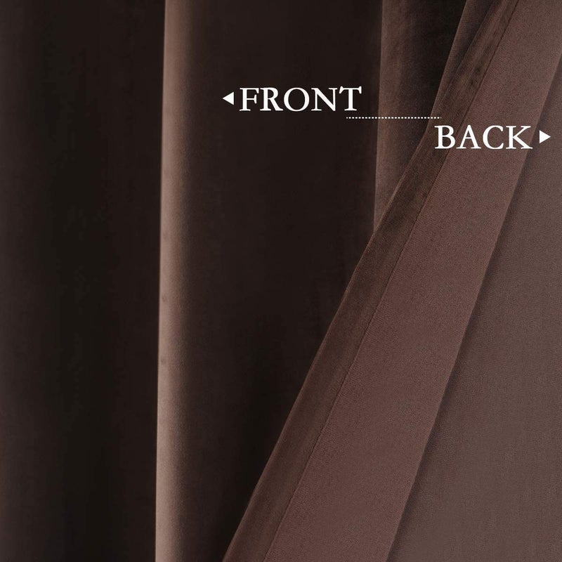 SPXTEX Brown Velvet Blackout Curtains - 108 Inch Long, Light Blocking Grommet Window Curtain Panels Set of 2, Heat Insulated, Thermal - Image 4